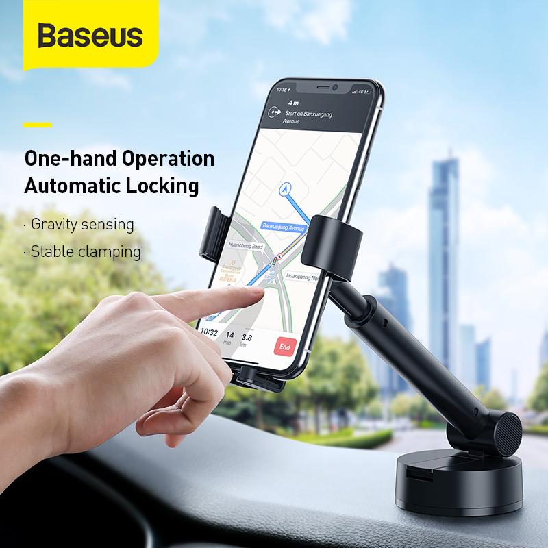 

Baseus Gravity Car Mount Holder with Suction Base Adjustable Universal Car Phone Stand for 4.7-6.5inch Mobile Phone for, Black