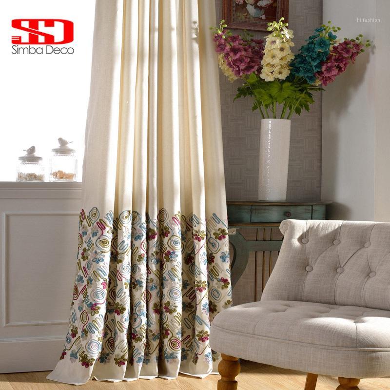 

Cotton Blackout Curtains For Living Room Embroidered Floral Blinds Drapes Children Cortinas For Bedroom Window Treatments Panels1, Curtain