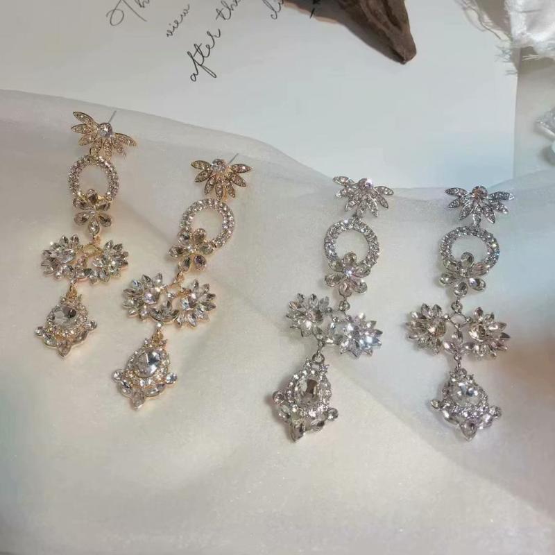 

New Fashion Chandelier Shape Stone Women Wedding Jewelry Drop Earring Dangle Brincos Wholesale