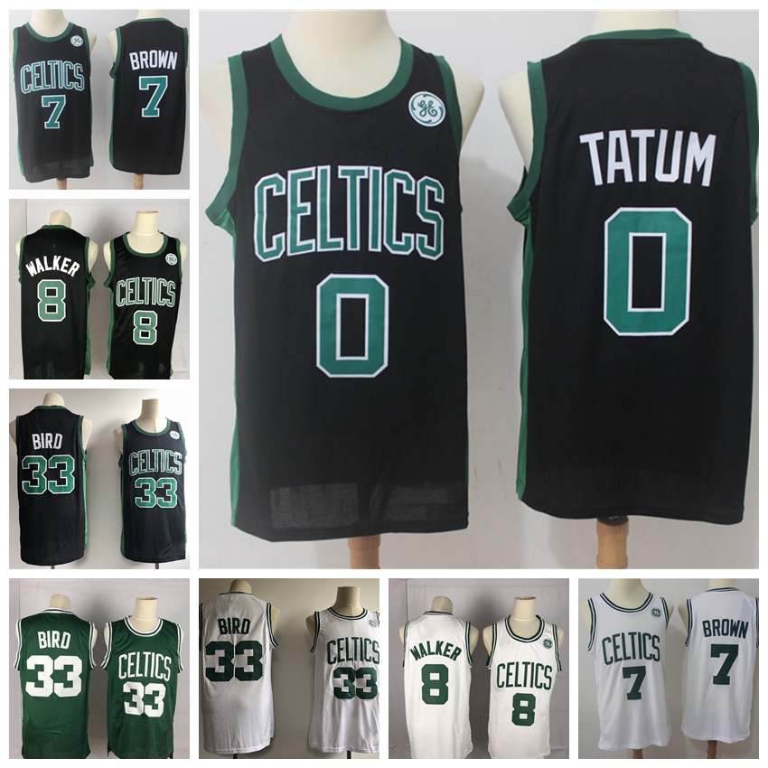 

Jayson 0 Tatum Jersey Mens Jaylen 7 Brown Kemba 8 Walker 33 Larry NCAA Retro College Basketball Jerseys Stitched High Quality White Green, #8