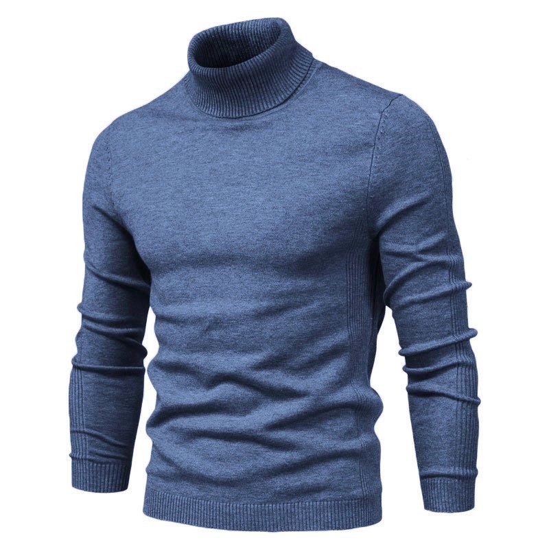 

2021 New Male Winter Sweater with Casual Solid Hot Color Pullover High Quality Thin Collar Long Sleeve Fxyh, Green