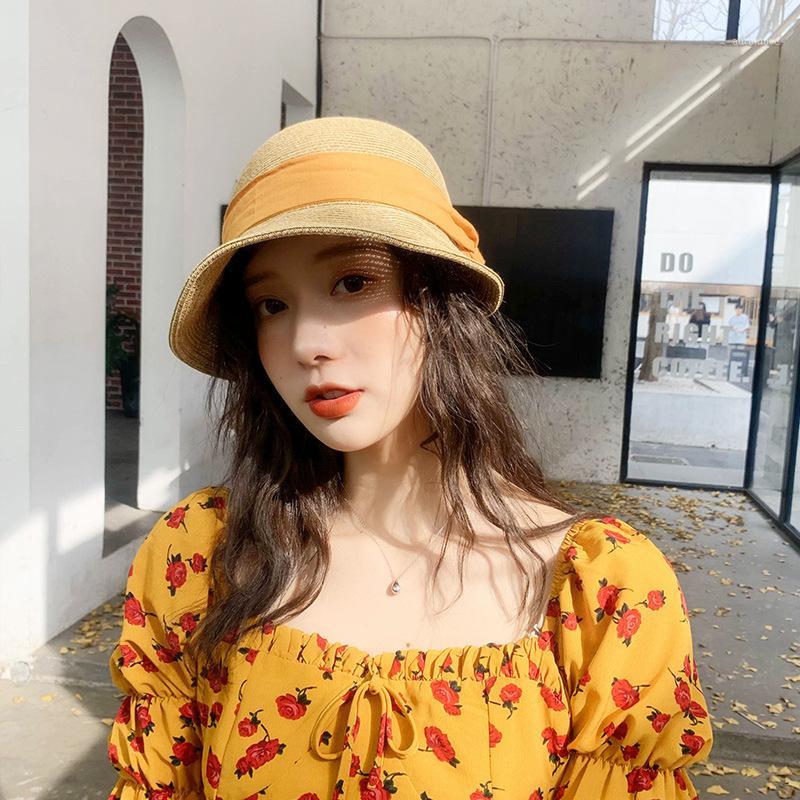 

Straw hat female summer small along the fisherman hat curling basin foldable leisure all-match sun summer1