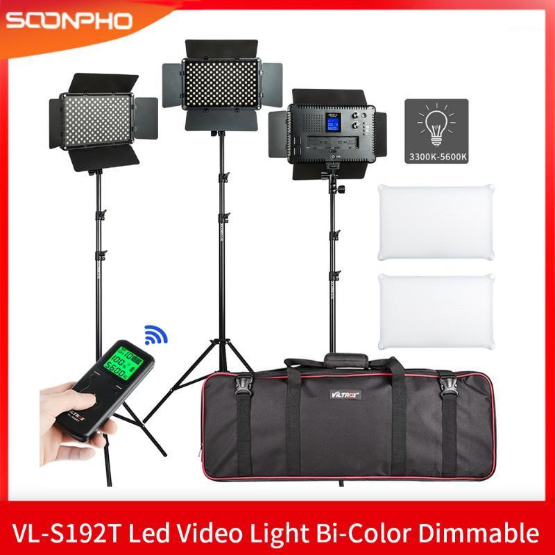 

VILROX 2/3PCS VL-S192T LED Video Light Bi-color Dimmable Wireless remote Panel Lighting Kit + 75"Light Stand for studio shooting1
