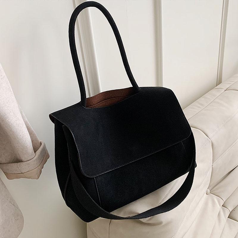 

Fashion Shoulder Bag Women Casual Flap Handbag Matte Tote Big Large Vintage, Black