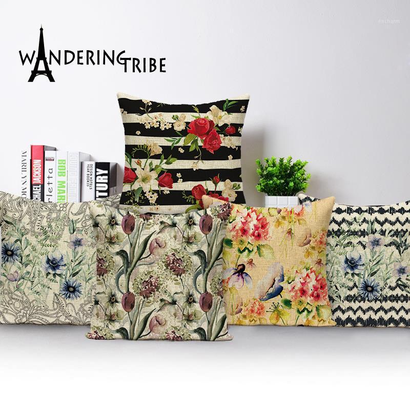 

Vintage Decorative Cushion Covers Flower Floral Pillowcase Spring Pillow Covers Farmhouse Home Decor Kissen Linen Pillow 45 * 451, L1252-2