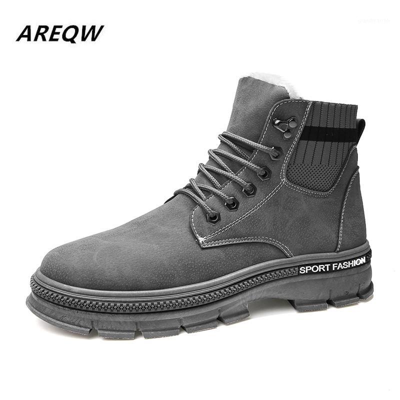 

2020 Autumn and Winter Flat Comfortable Warm Plus Boots Men's Harajuku Style Comfortable Plus Velvet Men's Boots1, Black