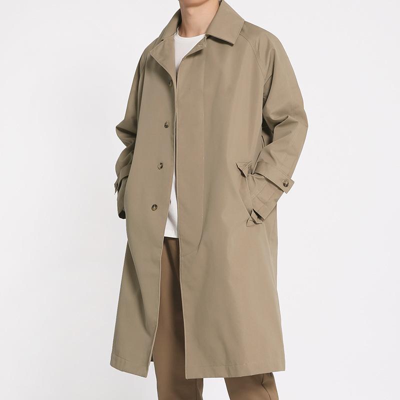 

In early spring the new men's windbreaker long knee-length coat male han edition cultivate morality leisure khaki raglan, Green