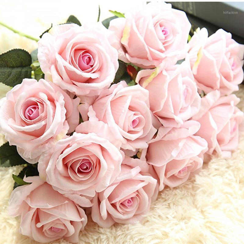 

10pcs/lot Wedding Party Decoration Silk Flower Fake Dried Artificial Roses Flowers Bridal Bouquet for Home DIY Party Supplies1, 003155
