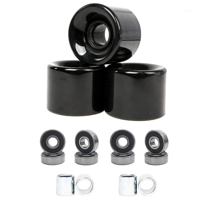 

Pack of 4 60mm Skateboard Wheels + ABEC-9 Bearing Steel and Spacers Cruiser Wheels1, Black