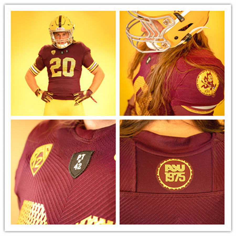 

NCAA Custom ASU Arizona State Sun Devils Football Jersey Jeremy Staat Charley Taylor Brandon Aiyuk N'Keal Harry Frank Darby Aashari Crosswell Banks Jayden Daniels, Retro white