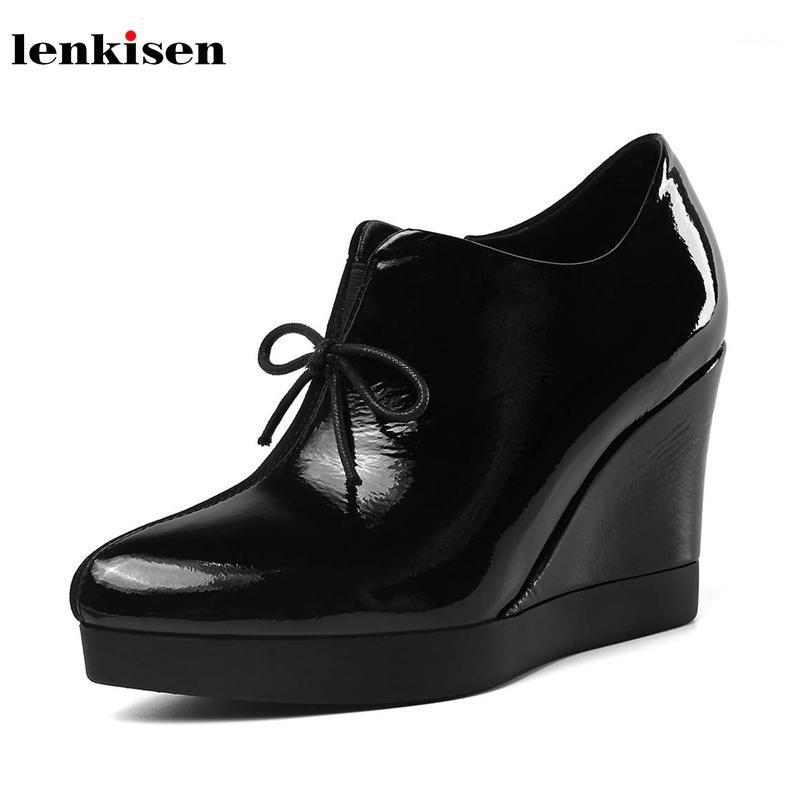 

Lenkisen new sheep suede simple style bowtie side zip pointed toe super high heels wedges winter keep warm women ankle boots L631, Black