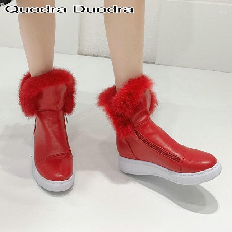 

Fur 2020 new Red Winter Ankle Boots Women Winter Shoes Increase within Female Ladies Boots Fashion warm shoes zipper size 401, Black