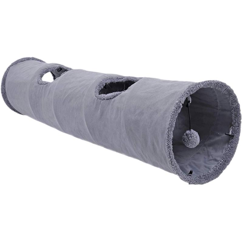 

Pet Collapsible Cat Tunnel Cat Toys Play Tunnel Durable Suede Hideaway Pet Crinkle with Ball 12 Inch Diameter