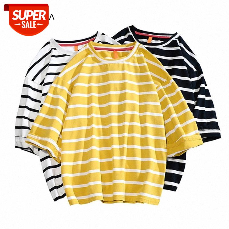 

Cotton Summer Women T-Shirts Striped Tee Shirts Short Sleeve BF Tshirts Harajuku Fashion Female T-shirt Tops Oversized Tshirt #eX6l, White