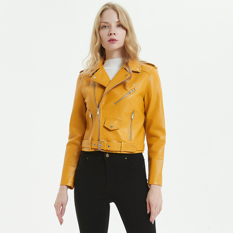 

2021 New Autumn Women Streetwear Leather Jackets of Female Plutonium Motorcycle Ladys Jacket Collar Pocket Coats 3c00, Blue