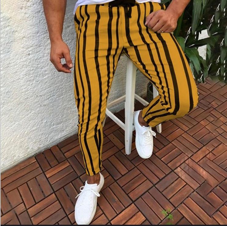 

2020 New Striped pencil pants men's casual pants men's street fashion breathable trousers street suit, Blue