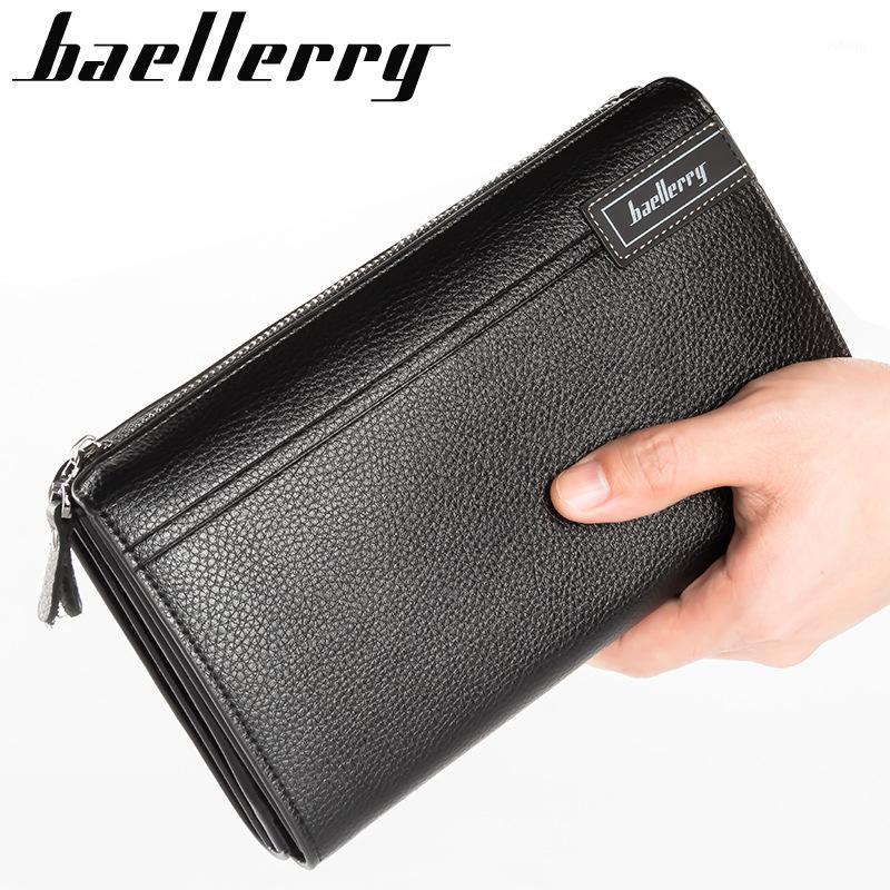 

Baellerry Men Clutch Famous Men Soft Leather Long Wallets Purse Card Holder Large Capacity Male Clutch Bag Man Handy Bags Phone1, Black