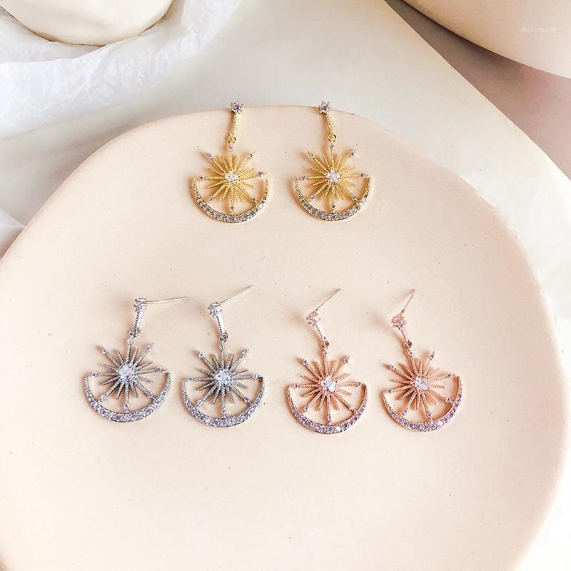

Dominated 2020 Simple Temperament Moon Crystal Compact Delicate Metal Fashion Women Drop earrings1