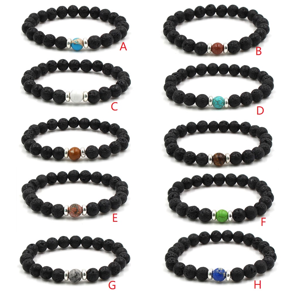 

Chakra Bracelet Black Lava Healing Balance Beads Reiki Buddha Prayer Essential Oil Diffuser Bangle for Women Men