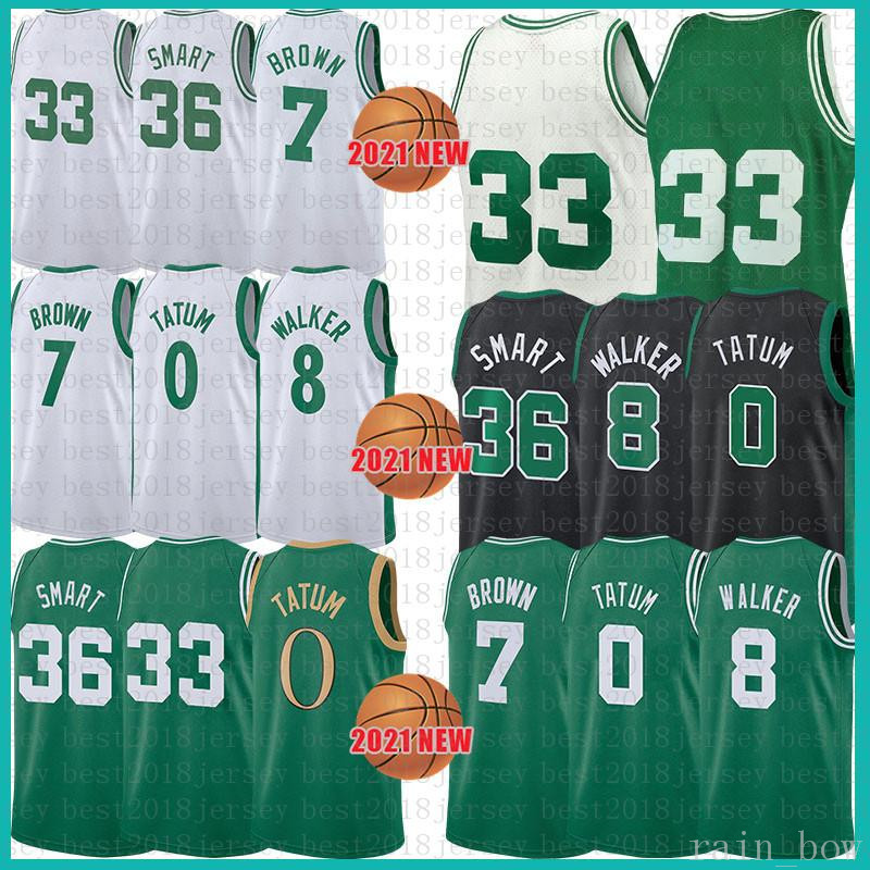 

2021 New Jayson 0 Tatum Basketball Jersey Kemba 8 Walker Mens Larry 33 Bird Youth Kids Jaylen 7 Brown Mesh Retro Marcus 36 Smart White