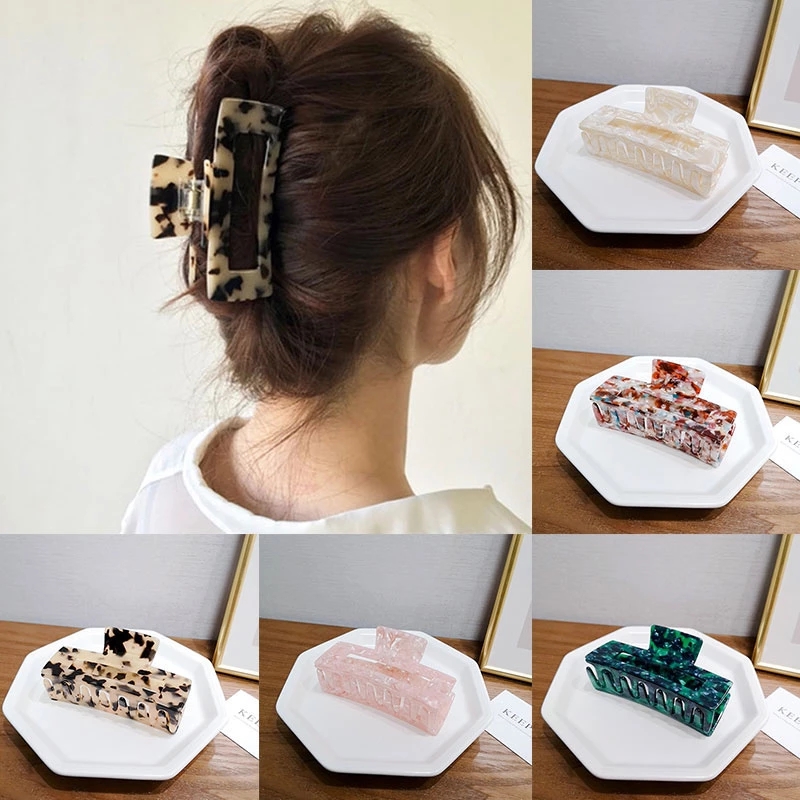 

New Large Acrylic Women Hair Claws Clamps Tortoiseshell Leopard Hair Clips Retro Make up Hairgrips For Women Hair Accessories