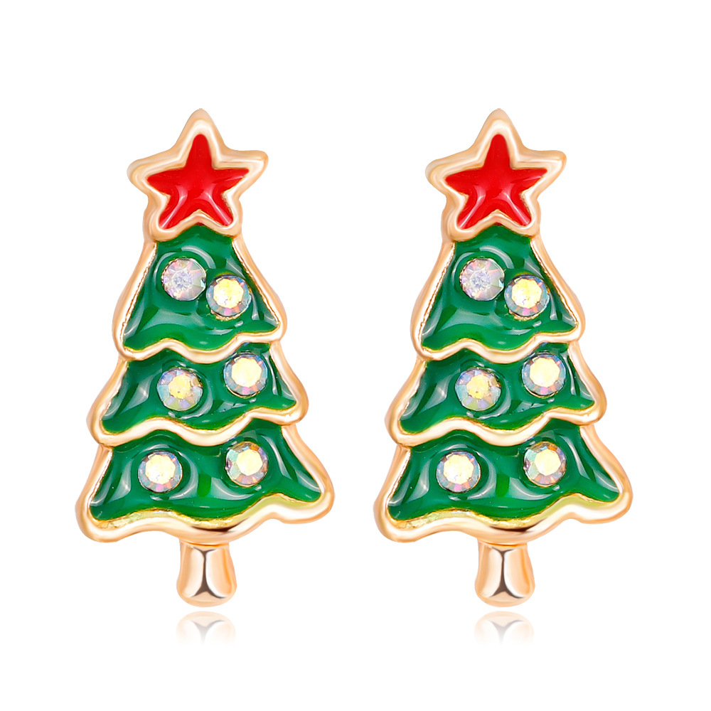 

2021 New Christmas Ear Stud Earrings with Tree Small Ear Stud Christmas Deer Ear Stud Accessories Christmas Tree Earrings Women Gifts
