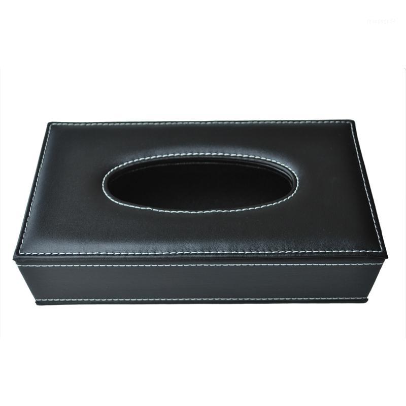 

Car Home Rectangle Shaped Faux Leather Case Paper Tissue Box Holder Black1