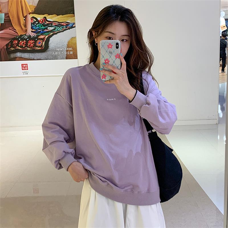 

Simple basic print loose thin women's hoodies, Lavender