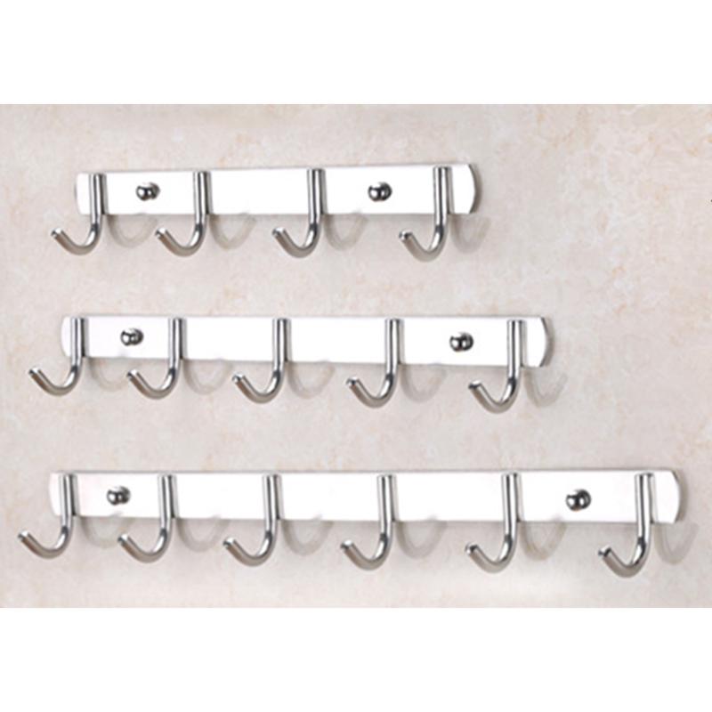 

3/4/5pcs hooks Household Bathroom Stainless Steel Rust-proof Door Rear Row Hook Coat Robes Hat Clothes Wall-mounted Hook