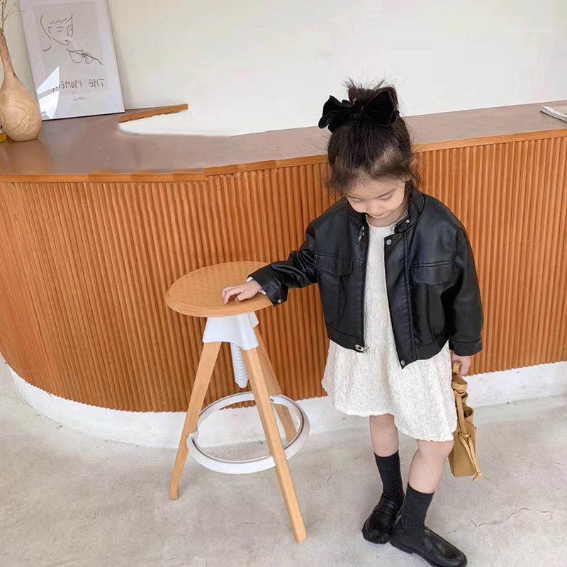 

2020 Girls Boys Autumn Cool Pu-leather Coat Baby Kids Children Jacket1, Camel