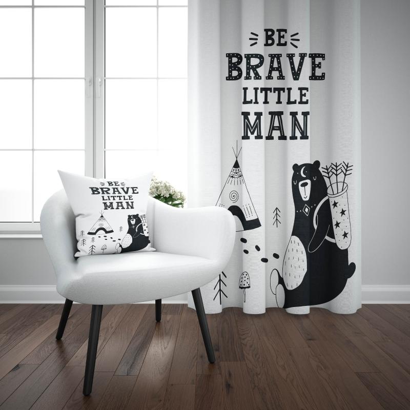 

Else Black White Brave Man Bears Animal 3d Print Kids Baby Children Window Panel Set Curtain Combine Gift Pillow Case, As pic