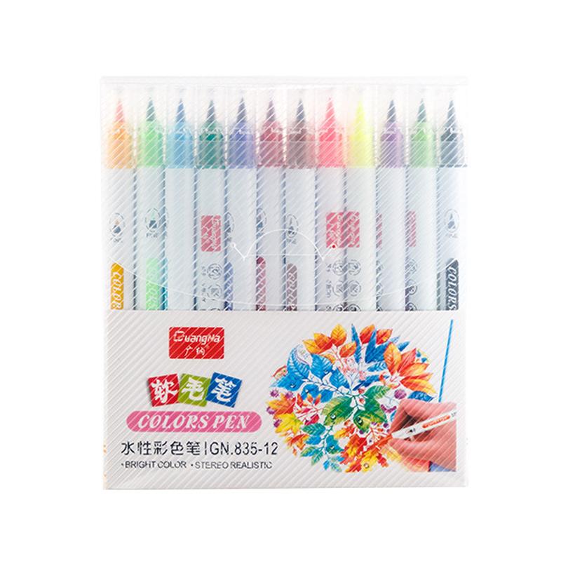 

12Colors Bright Color Brush Pen Highlighter Fluorescent art Marker Pen Stereo Realistic For Greeting Card Diy Poster Painting
