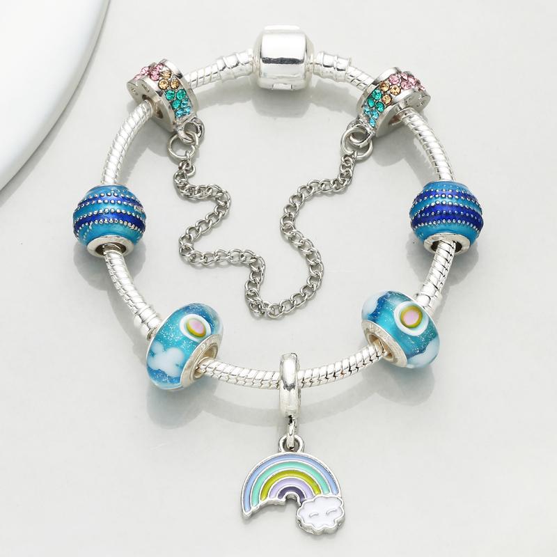 

CHIELOYS European Charm with Rainbow Pendant Fine bracelet For Women Girl Fit Beautiful Gift with Brecelet Jewelry Pulseras