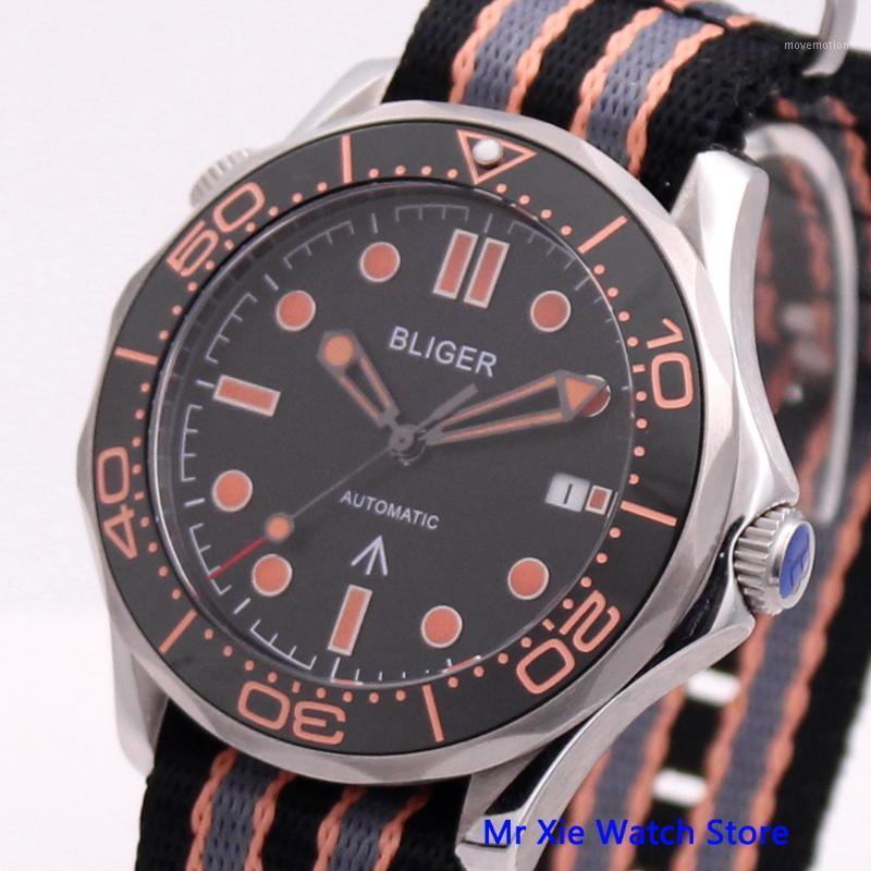 

Bliger 41mm Black Dial Automatic Mechanical Mens Watch Nylon Strap Sapphire Crystal Luminous Waterproof Calendar Male Wristwatch1, No2