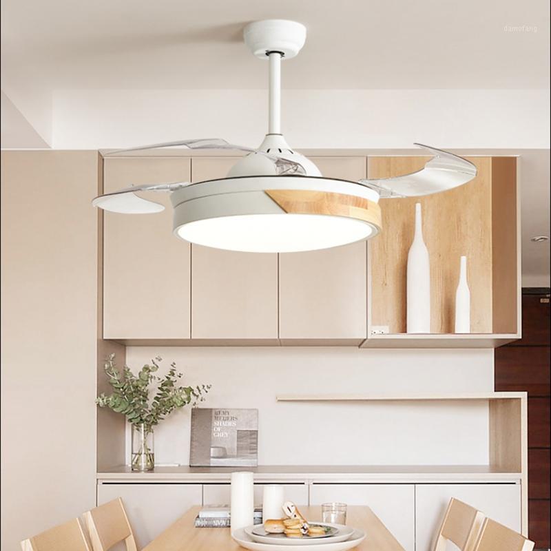 

Modern Ceiling Lights with Lnvisible Fan Remote Control colorful Metal Led Acrylic lamp Dining room Bedroom Fan Lighting1