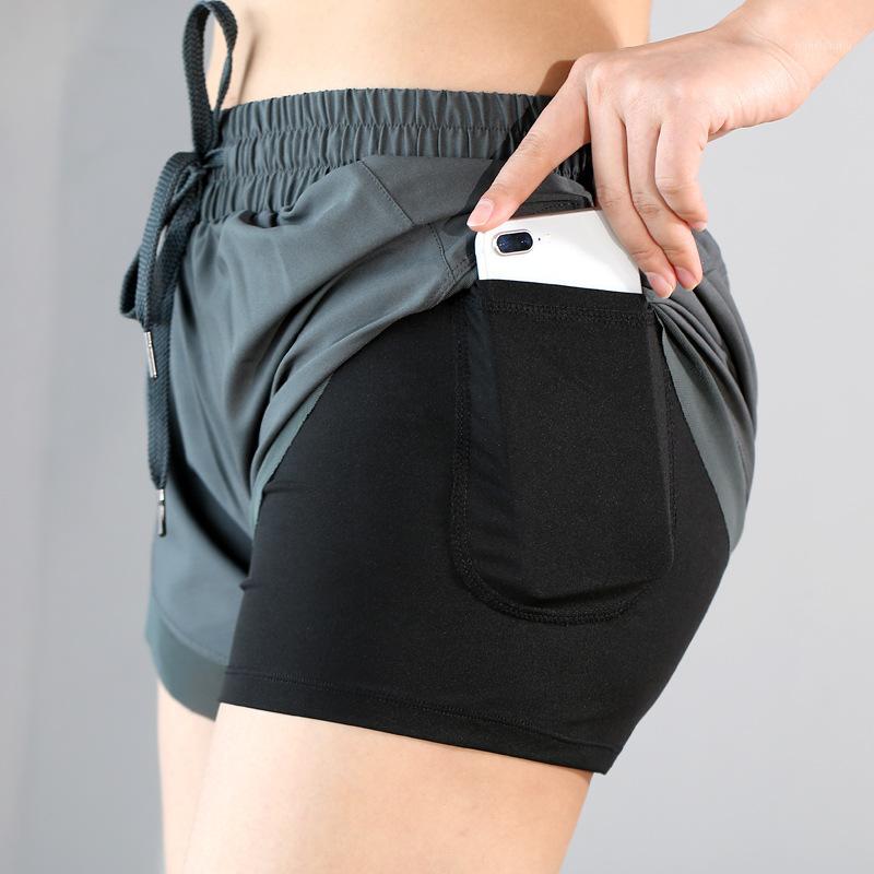 

Yoga Shorts Women 2 In 1 Sports Jogging Fitness Shorts Training Marathon Quick Dry Women' Gym Running Yoga Short1, Gray