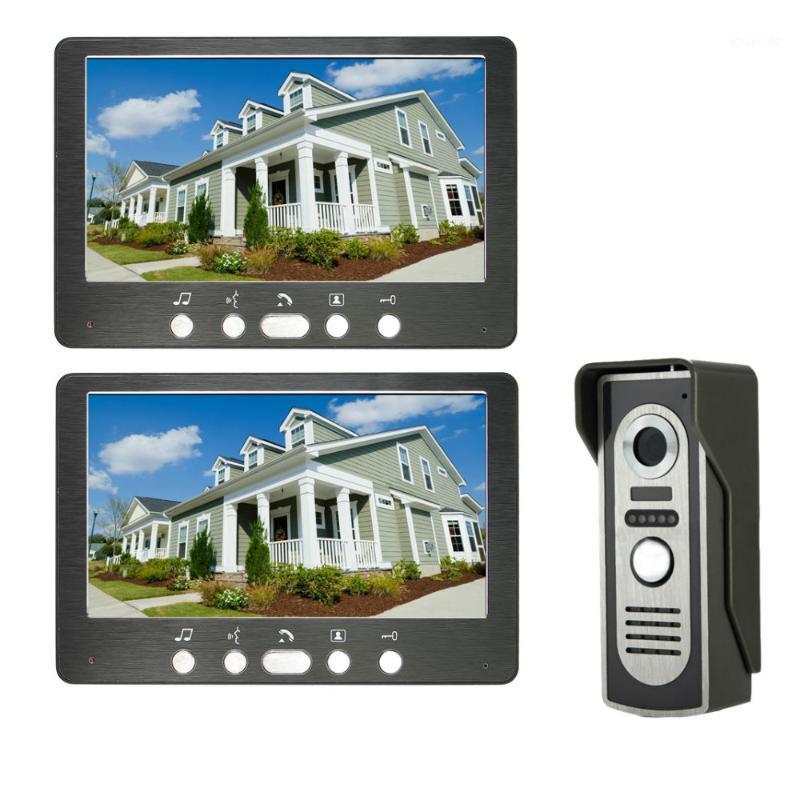

7 Inch Video Door Phone Doorbell Intercom Kit 2 Indoor Monitor 1 Outdoor Camera Hands-free Call Electric Lock-control1