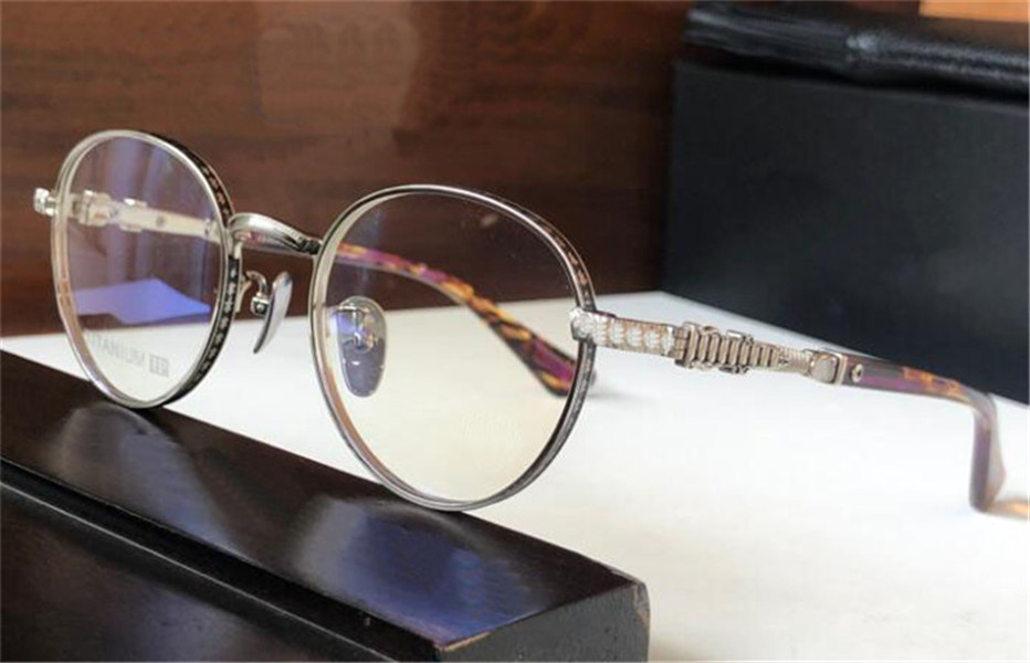 

New vintage design optical glasses 8073 round titanium frame retro punk style clear lens top quality with case transparent eyeglasses