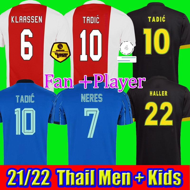 

amsterdam soccer jerseys 20 21 22 KUDUS ANTONY BLIND PROMES TADIC NERES CRUYFF jersey 2122 men + kids kit football shirt uniforms away blue, Black;yellow