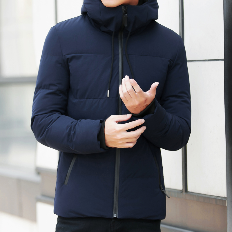 

2021 New Men Parka Warm Slim Fit Men's Clothes Stand Casual Jacket with Winter Fashion Coat 03TI, Black