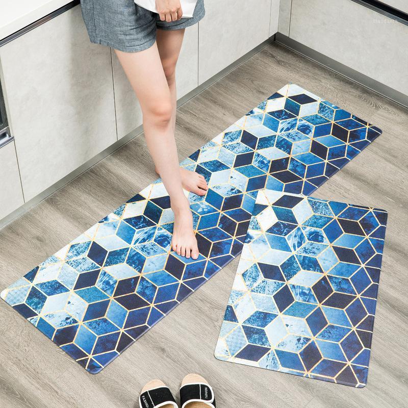 

Nordic modern geometric carpet wear-resistant non-slip mats, household waterproof and oil-proof rug, PVC leather kitchen mats1, As picture