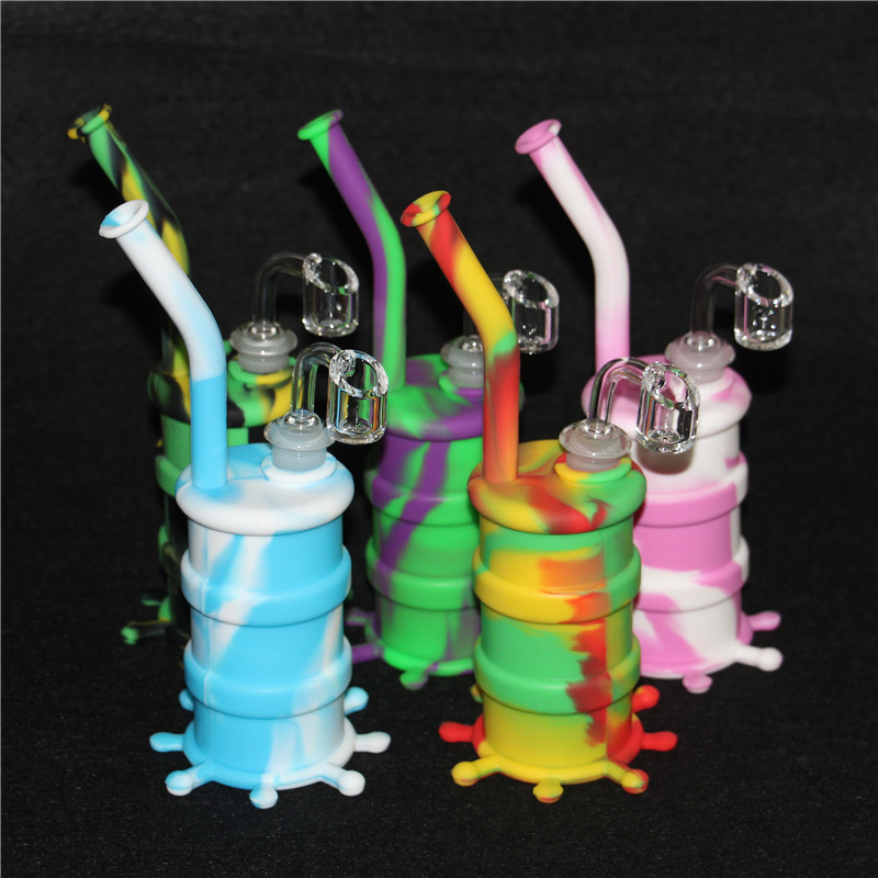 

Portable Hookah Silicone Barrel Rigs for Dry Herb Unbreakable Water Percolator Bong Smoking Oil Concentrate Pipe