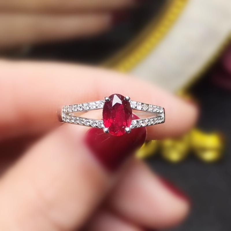

Cluster Rings Per Jewelry Natural Real Ruby Ring 0.6ct Gemstone 925 Sterling Silver Fine T206271, Golden;silver