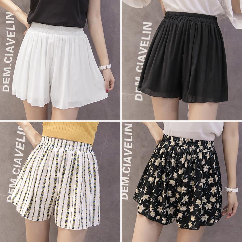 

Plus Size Summer Women Chiffon Shorts Loose Boho Floral Casual Shorts Polka Dot