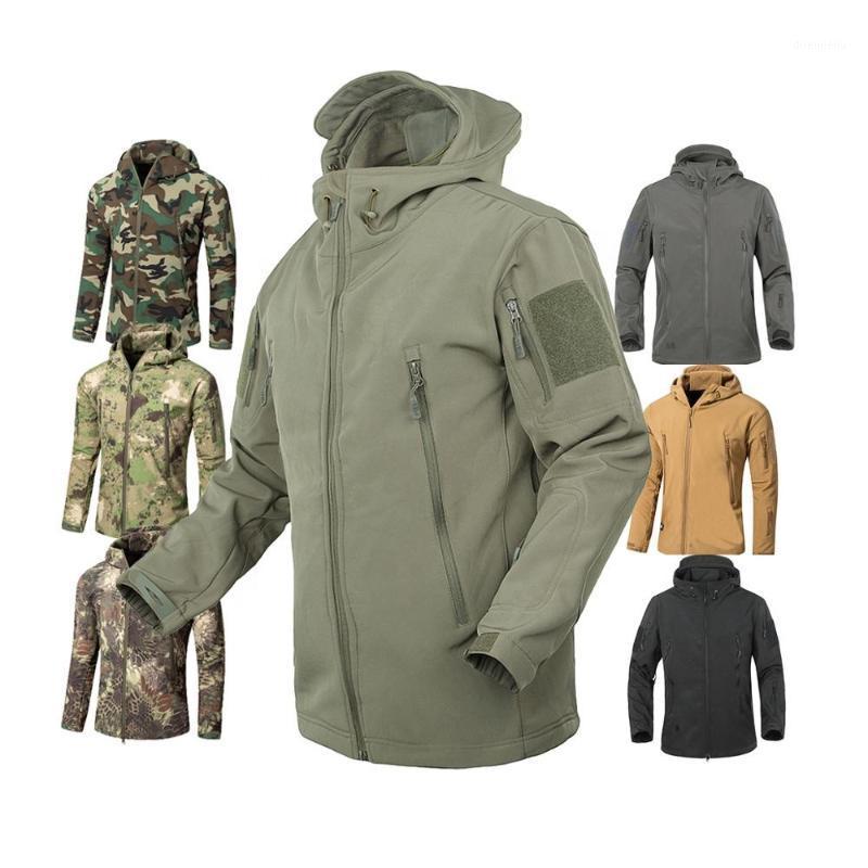 

Men' Army Fans Tactical Jacket Camouflage Waterproof Softshell Hoody Hiking Camping Jacket Coat Army Cargoes1, Beige