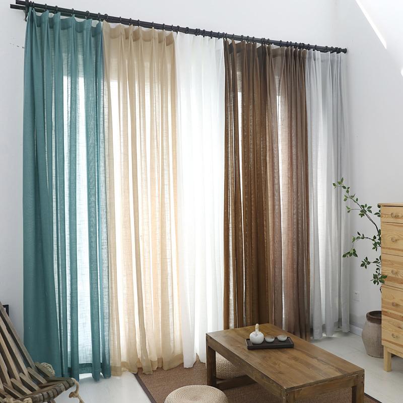 

Plain Coloure Curtain Solid Bay Window Tulle Modern Simple Curtains for Living Room Bedroom Kitchen Finished Fabric Drapes, White
