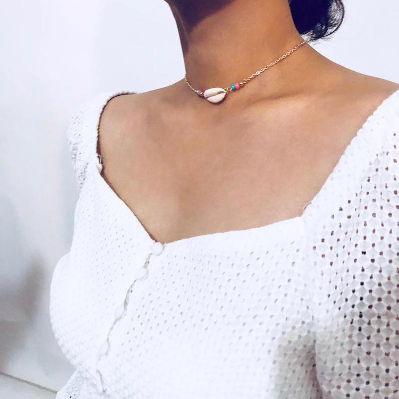 

New Natural Summer Beach Shell Choker Necklace Simple Bohemian Seashell Necklace Jewelry for Women Girls Birthday Gift A301