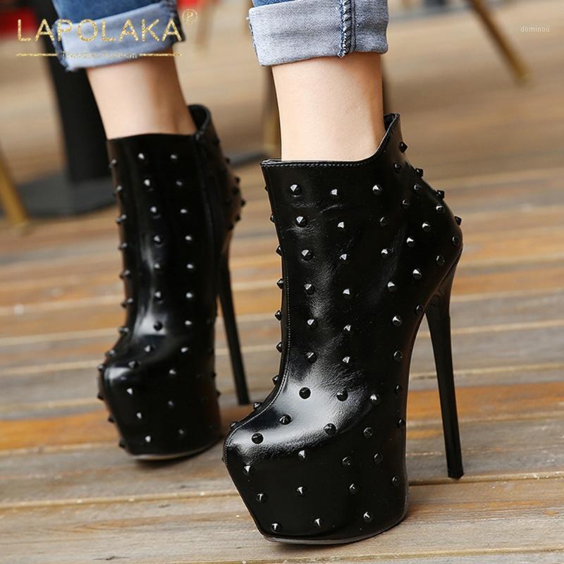 

2020 Sexy Extreme Thin Fetish High Heels Rivets Platform Autumn Ladies Winter Shoes Woman Ankle Boots1, Black