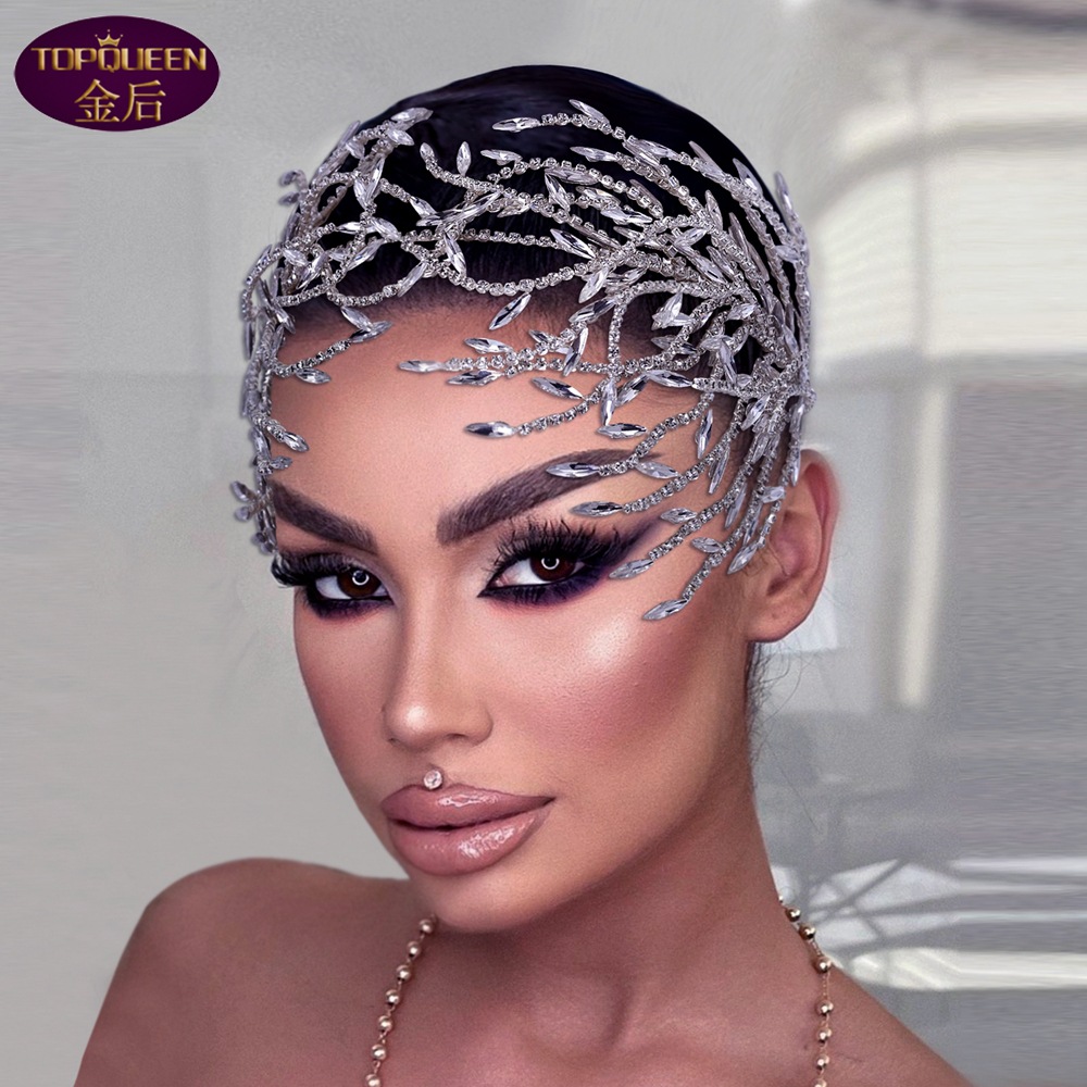 

Luxury Diamond Flower Tiara Press Tassel Hair Hoop Baroque Crystal Bridal Headwear Crown Rhinestone with Wedding Jewelry Diamond Bridal Crowns Headpieces HP421