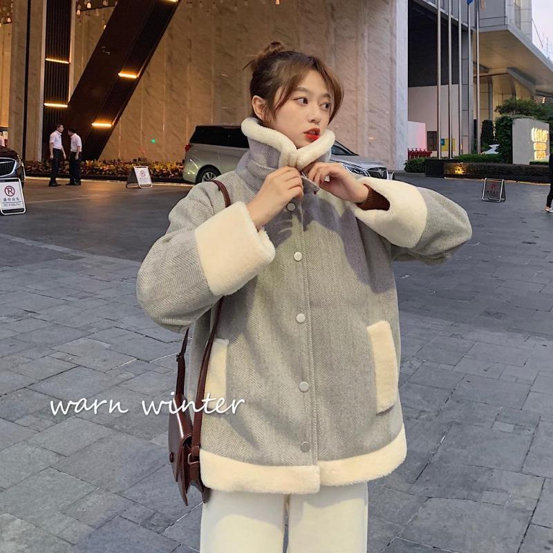 

New Winter Coat Women Oversize Fashion Cashmere Wool Outerwear Female Long Thickening Warm Woolen Overcoat Womens Trench Coats, Knit trousers